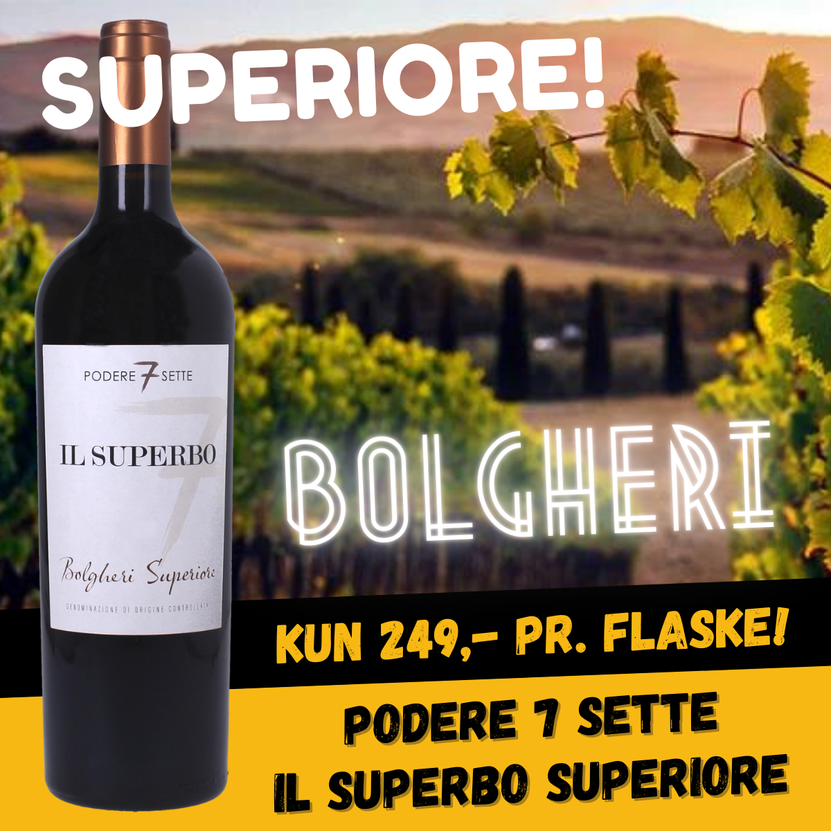 Podere 7 Sette IL SUPERBO Doc Bolgheri Superiore 2018 ITALIENSK