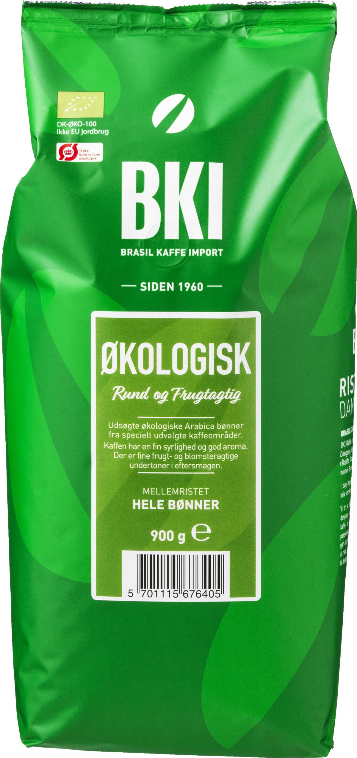 BKI Kaffe Økologisk Hele Bønner 900 g. HELE KAFFEBØNNER VIN MED