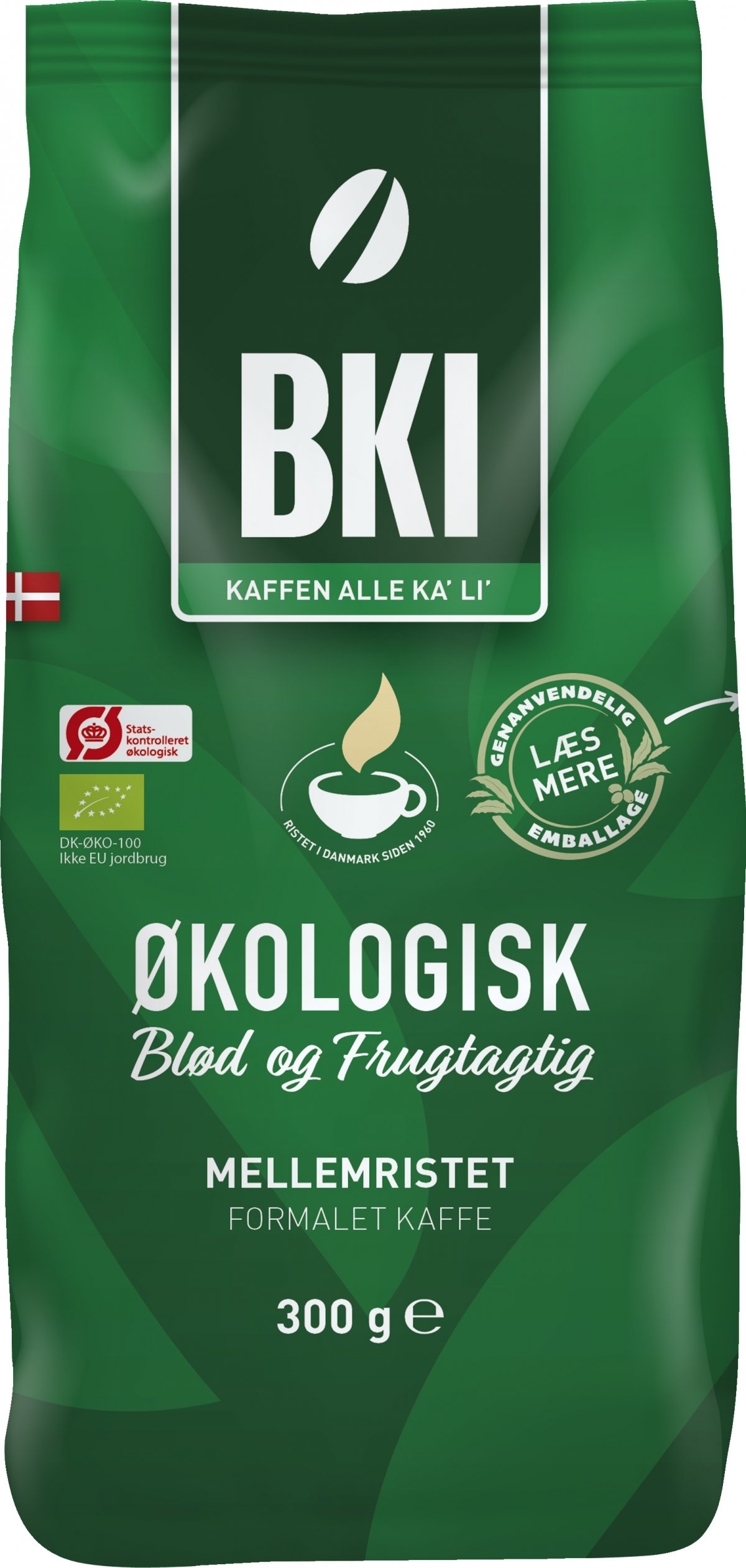 BKI Kaffe Økologisk Mellemristet Formalet 300 g. FORMALET KAFFE VIN