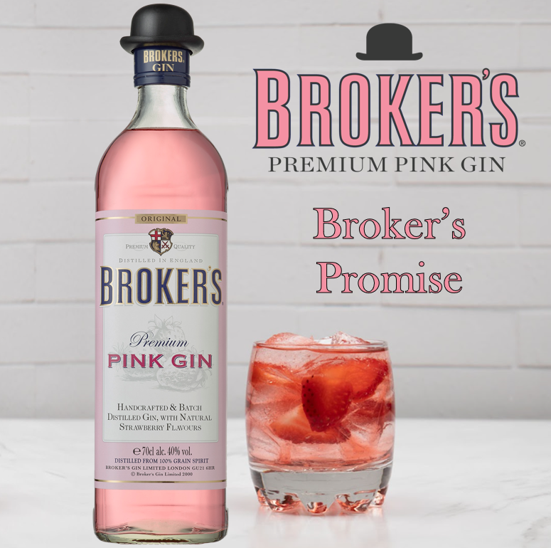 Brokers Pink Gin 70 cl. - 40% - LONDON DRY GIN - VIN MED MERE