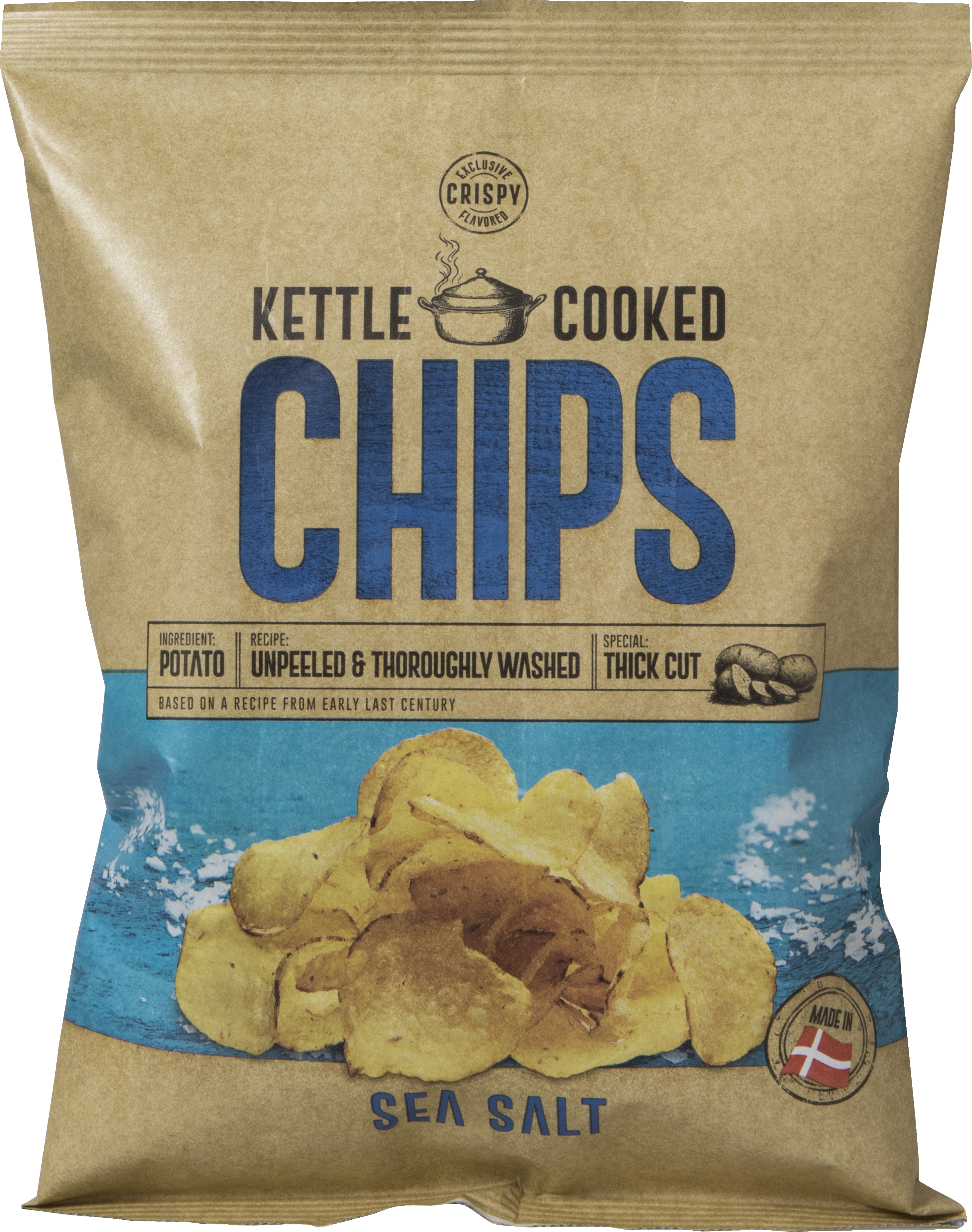 Kettle Cooked Chips Sea Salt 150 g. CHIPS & DIP VIN MED MERE .DK