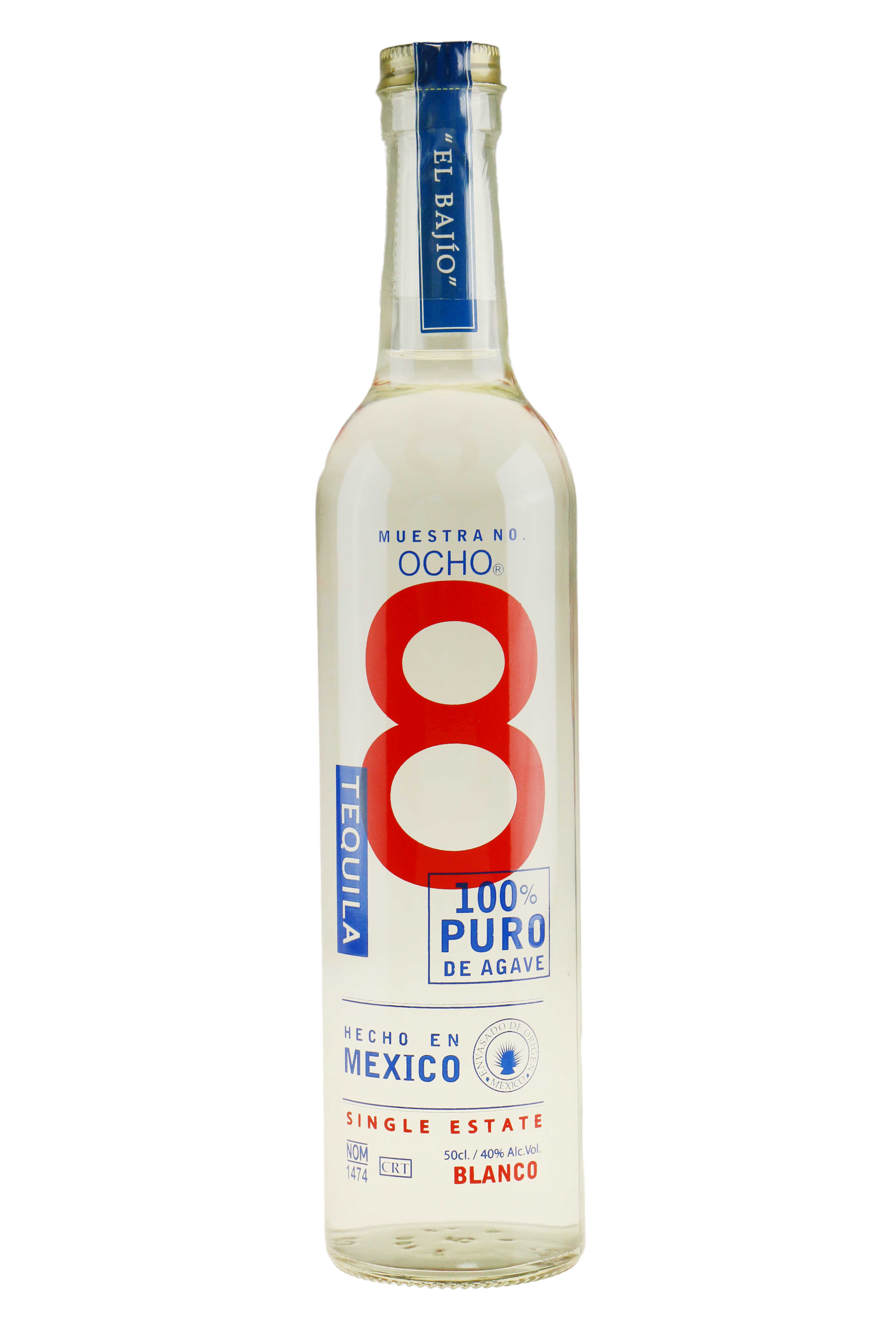 OCHO Tequila Blanco 2018 El Bajío 50 cl. 40 TEQUILA VIN MED MERE .DK