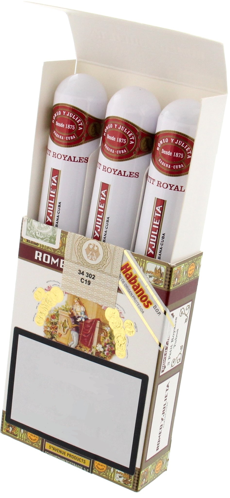 Romeo y Julieta Petit Royales Tubos Æske 3 stk. CIGARER VIN MED