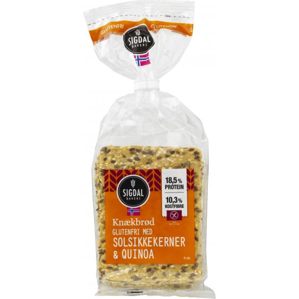 Sigdal Knækbrød Glutenfri Solsikkekerner & Quinoa 190 g. KNÆKBRØD