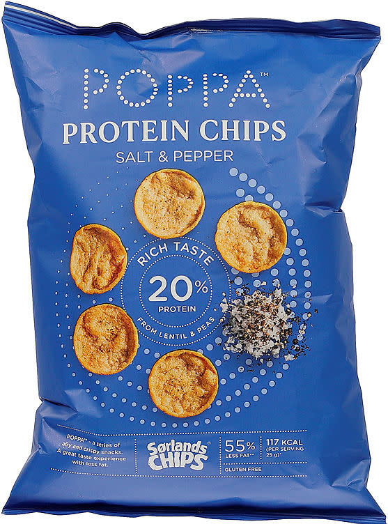 Sørlandschips Poppa Protein Chips Salt & Pepper 60 g. CHIPS & DIP