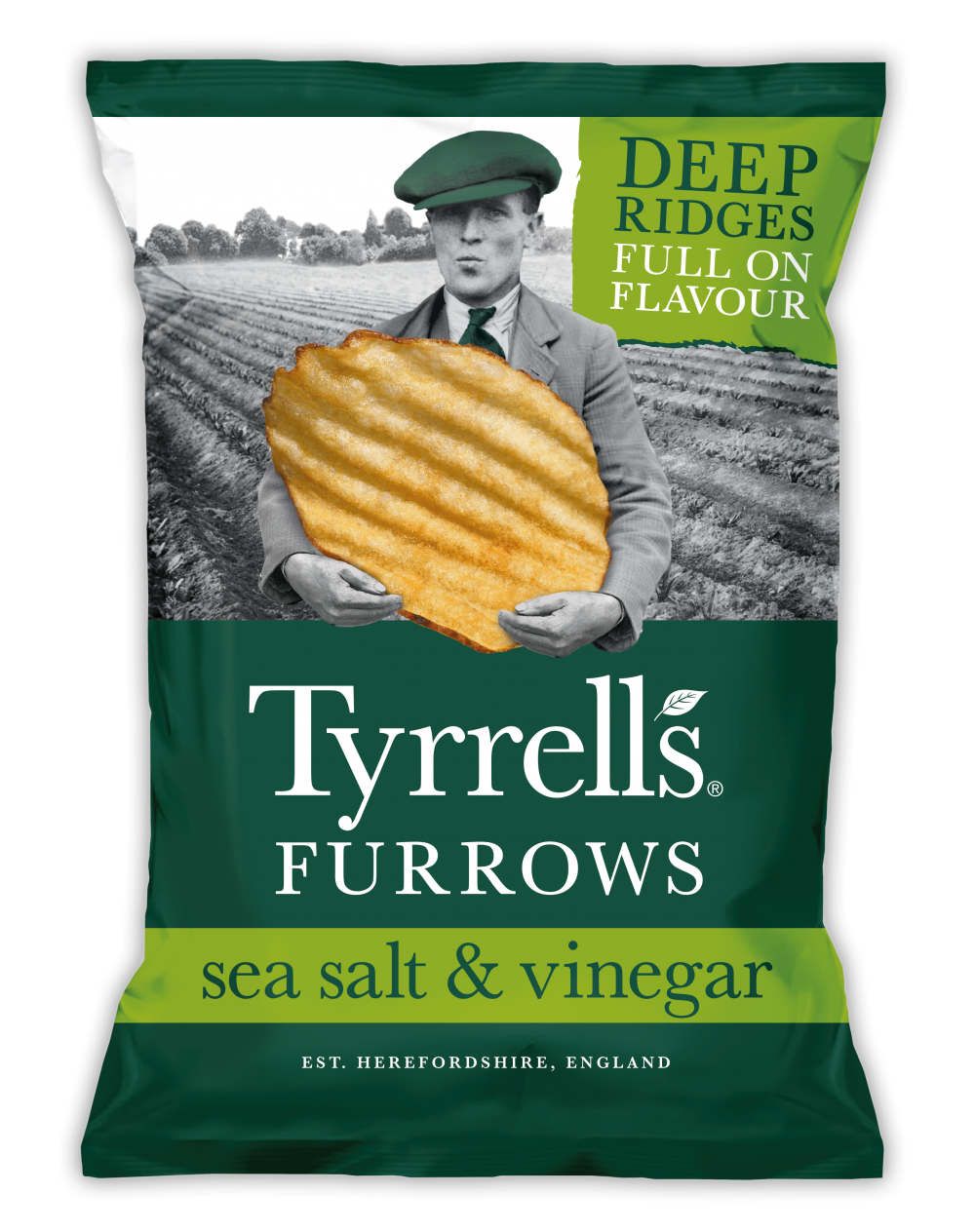 Tyrrell's Furrows Sea Salt & Vinegar 150 g. CHIPS & DIP VIN MED